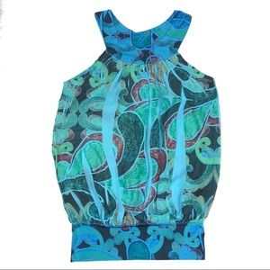 {Lipstick} Sheer Tank Top Paisley Print Size Sm